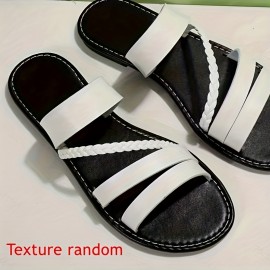 Women's Braided Flat Slide Sandals, Open Toe Faux Leather Non Slip Shoes, Casual Outdoor Beach Slides