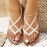 Women's White Braided Flat Sandals, Casual Elastic Band Clip Toe Sandals, Cross Strap Beach Shoes