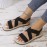 Women's Casual Flat Sandals, Elastic Crisscross Strap Open Toe Slip On Shoes, Comfy Beach Sandals
