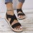 Women's Casual Flat Sandals, Elastic Crisscross Strap Open Toe Slip On Shoes, Comfy Beach Sandals