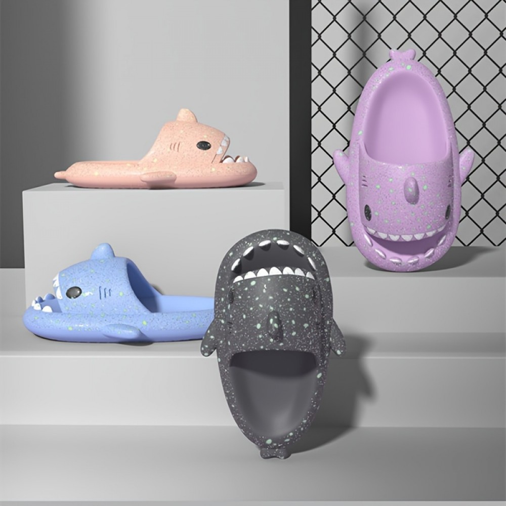 Women's Luminous Shark House Slides, Summer Soft Sole Pillow Slides, Anti-skid Home Slides