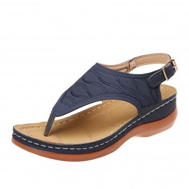 Women's Wedge Heel Orthopedic Sandals, Comfortable Buckle Strap Arch Support Sandals, Casual Solid Color Outdoor Shoes