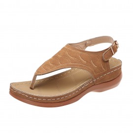 Women's Wedge Heel Orthopedic Sandals, Comfortable Buckle Strap Arch Support Sandals, Casual Solid Color Outdoor Shoes