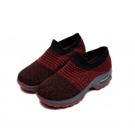 Women's Breathable Knit Sneakers, Comfortable Low Top Slip On Shoes, Women's Air Cushion Shoes