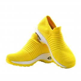 Women's Breathable Knit Sneakers, Comfortable Low Top Slip On Shoes, Women's Air Cushion Shoes