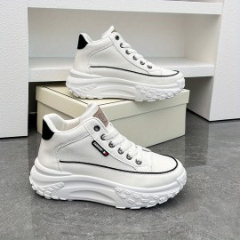 Women's Trendy Platform Sneakers, All-Match Lace Up High Top Trainers, Comfortable Outdoor Sports Shoes