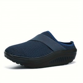 Women's Breathable Mesh Mule Sneakers, Casual Slip On Outdoor Platform Shoes, Comfortable Slip On Shoes
