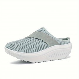 Women's Breathable Mesh Mule Sneakers, Casual Slip On Outdoor Platform Shoes, Comfortable Slip On Shoes