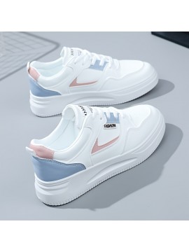 Women's Casual & Fashion Sneakers, Letter Patch Color Block Skate Shoes, Low Top Lace Up Shoes