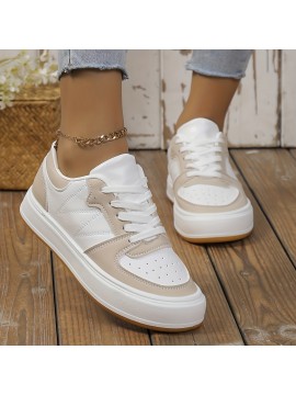 Women's Colorblock Mesh Sneakers, Lace Up Low-top Round Toe Flatform Outdoor Shoes, Versatile Comfy Sporty Shoes