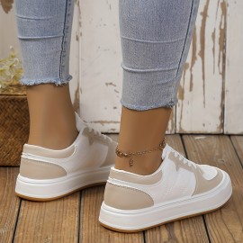 Women's Colorblock Mesh Sneakers, Lace Up Low-top Round Toe Flatform Outdoor Shoes, Versatile Comfy Sporty Shoes