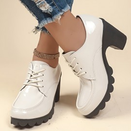 Women's Solid Color Fluffy Boots, Lace Up Soft Sole Platform Thermal Lined Boots, Winter Non-slip Snow Boots