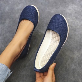 Women's Mesh Wedge Shoes, Breathable Soft Sole Slip On Shoes, Casual Linen Soft Wedge Heels