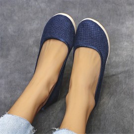 Women's Mesh Wedge Shoes, Breathable Soft Sole Slip On Shoes, Casual Linen Soft Wedge Heels