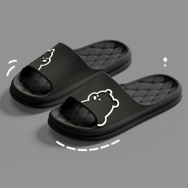 Cartoon Decor Pillow Slides, Slip On Soft Sole Platform Casual Summer Slides, Non-slip Shower Slides