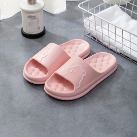 Cartoon Decor Pillow Slides, Slip On Soft Sole Platform Casual Summer Slides, Non-slip Shower Slides