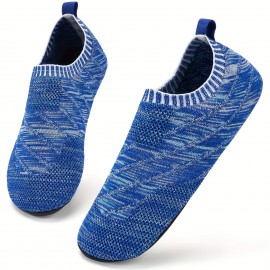 Casual Knitted Sock Slippers, Breathable & Comfortable Elastic Slip On Shoes, Lightweight Indoor Slippers