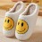 Kawaii Design Smiling Face Slippers, Warm Slip On Soft Plush Cozy Shoes, Women's Indoor Home Slippers