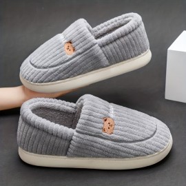 Women's Cute Animal Plush Slippers, Fuzzy Warm Slip On Indoor Non Slip Shoes, Bedroom Slippers