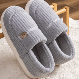 Women's Cute Animal Plush Slippers, Fuzzy Warm Slip On Indoor Non Slip Shoes, Bedroom Slippers