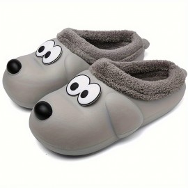 Cute Dog Design Slippers, Casual Slip On Plush Lined Shoes, Comfortable Indoor Home Slippers