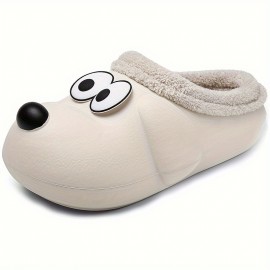 Cute Dog Design Slippers, Casual Slip On Plush Lined Shoes, Comfortable Indoor Home Slippers