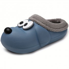 Cute Dog Design Slippers, Casual Slip On Plush Lined Shoes, Comfortable Indoor Home Slippers