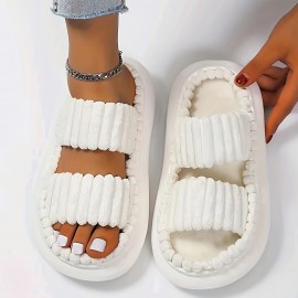 Simple Platform Slippers, Casual Slip On Bedroom Slipeprs, Comfortable Indoor Home Slippers