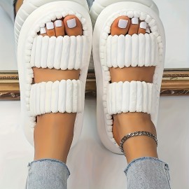 Simple Platform Slippers, Casual Slip On Bedroom Slipeprs, Comfortable Indoor Home Slippers