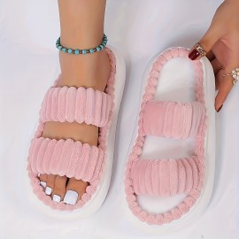 Simple Platform Slippers, Casual Slip On Bedroom Slipeprs, Comfortable Indoor Home Slippers