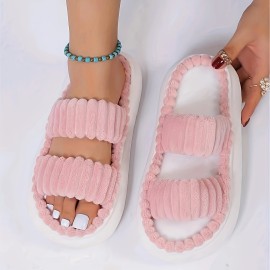 Simple Platform Slippers, Casual Slip On Bedroom Slipeprs, Comfortable Indoor Home Slippers