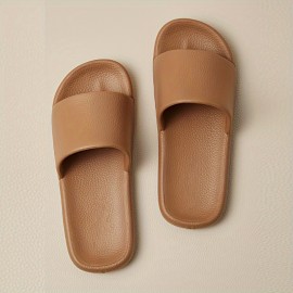 Simple Solid Color Slides, Casual Open Toe Flat Slip On Shoes, Comfortable Indoor Home Bathroom Slides