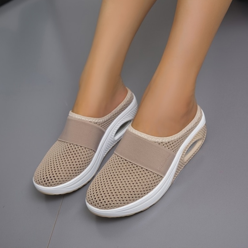 womens casual summer mesh breathable half drag shoes beach platform sports shoes details 1